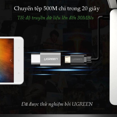 Ugreen UG50551US278TK Màu Đen Đầu chuyển đổi MICRO USB sang TYPE C hỗ trợ OTG - HÀNG CHÍNH HÃNG