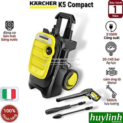 Máy xịt rửa xe cao áp Karcher K5 Compact EU - Sản xuất tại Italy - Motor cảm ứng từ - Hàng chính hãng