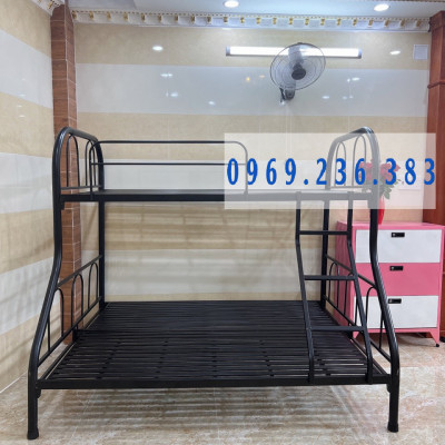 Giường sắt hai tầng Đại Thành tầng trên 1m4 tầng dưới 1m6 màu Đen