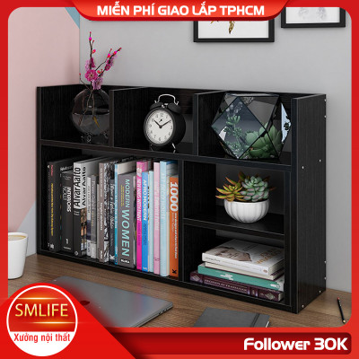 Kệ sách gỗ kệ sách mini trang trí bàn làm việc SMLIFE Akane