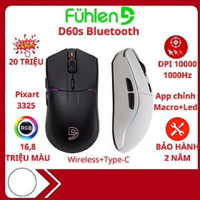Chuột gaming Bluetooth Fuhlen D60s RGB, DPI 10000, 3 Mode kết nối, App chỉnh macro, BH 2 năm- Hàng chính hãng