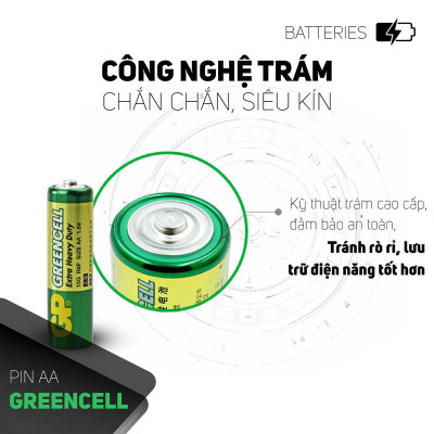 Vỉ 2 Pin Tiểu GP Greencell Extra Heavy Duty AA 1.5V - GP 15G-2U2