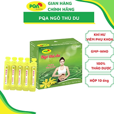 Ngô Thù Du PQA Thành Phần Thiên Nhiên Hỗ Trợ Giảm Khí Hư, Viêm Phụ Khoa Ở Phụ Nữ Hộp 10 Ống