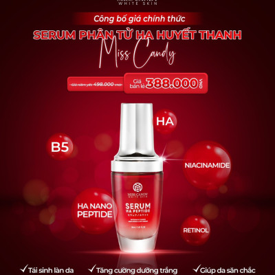 Bộ 2 Sản Phẩm Trắng Da Mờ Thâm, Sạm, Nám, Tàn Nhang Giúp Tái Sinh Làn Da Gồm Serum HA Peptide 30ml + Kem Dưỡng Trắng Da Face Nano 30g MISS CANDY - PHỤNG BEAUTY