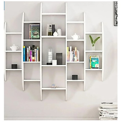 Kệ Gỗ Trang Trí Treo Tường Thiết Kế Dạng Hình Tròn Cách Điệu Tundo CTKT710 KT 146x146x29cm