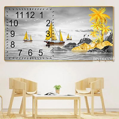 Tranh đồng hồ tráng gương thuận buồm xuôi gió 14 trang trí decor quà tặng tân gia