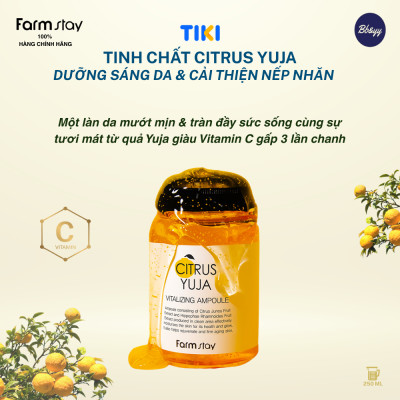 Tinh chất Citrus Yuja dưỡng sáng da & cải thiện nếp nhăn _ Farmstay Citrus Yuja Vitalizing Ampoule