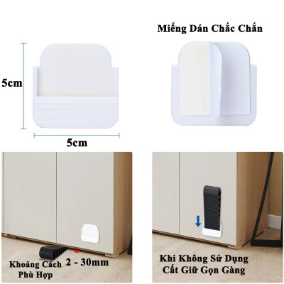 Miếng Chặn Cửa Cao Su KUNBE Kèm Giá Treo Tiện Lợi Chống Va Đập Cửa Hiệu Quả