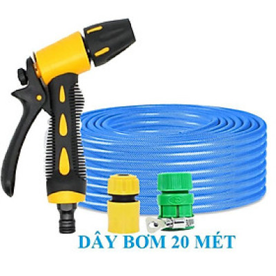 ️ Bộ dây vòi xịt nước rửa xe, tưới cây , tăng áp 3 lần, loại 20m 206319 cút sập,nối vàng+ mở chai