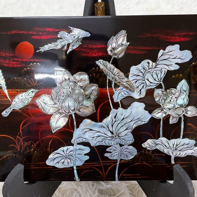 Tranh sơn mài cẩn ốc xà cừ cao cấp, ốc chìm, hàng xuất khẩu size 20x30 cm treo tường, trang trí nhà cửa,...