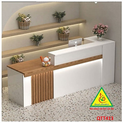 QUẦY LỄ TÂN, QUẦY TIẾP TÂN, QUẦY TÍNH TIỀN, QUẦY THU NGÂN QTT413 ( không đèn) - Nội thất lắp ráp Viễn Đông Adv