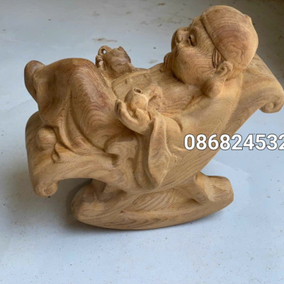 TƯỢNG ÔNG THƯƠNG GIA BẰNG GỖ NGỌC AM THƠM NỨC KT 15×11×8cm