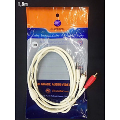 DÂY CÁP LOA RẮC 3.5 RA 2 AV 1.8 MÉT ĐỒNG NGUYÊN CHẤT HÀNG CHÍNH HÃNG