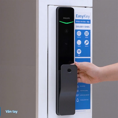 Bộ khóa cửa thông minh Gateway điều khiển từ xa, vân tay, thẻ từ, mật khẩu và chìa cơ, tích hợp kèm chuông cửa. Thương hiệu Hà Lan cao cấp Philips DDL801-5HBS. Hàng chính hãng