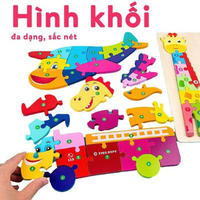 Đồ Chơi Trẻ Em Asstar, Combo 5 Đồ Chơi Bộ Tranh Ghép Hình, Xếp Hình Gỗ Nổi 3D Gồm 10 Số Giúp Bé Phát Triển Tư Duy