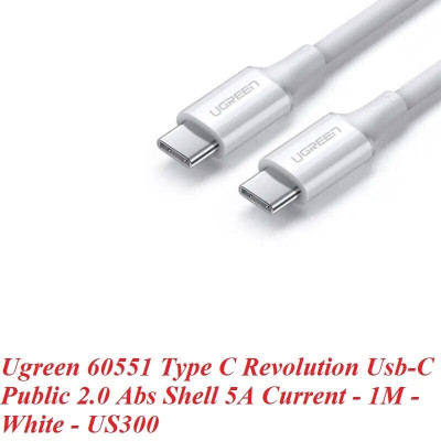 Ugreen UG60551US300TK 1m 5A cáp usb type c revolution 2.0 vỏ abs màu trắng - HÀNG CHÍNH HÃNG