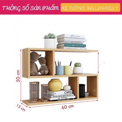 Giá sách treo tường bằng gỗ hiện đại SMLIFE Willenholly