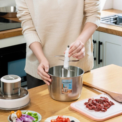 Máy Xay Thịt inox Haatz CIM382 - 2 Cối 2,5L, 500W Kèm Phụ Kiện Đánh Ruốc - Hàng Chính Hãng Bảo Hành 2 Năm