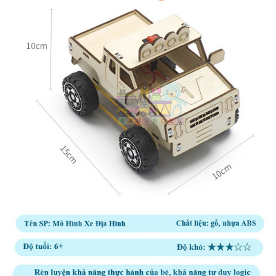 [Kèm Pin] Bộ Đồ Chơi Khoa Học Tự Làm Xe Địa Hình, Bộ Đồ Chơi Lắp Ghép STEM Mô Hình Xe Địa Hình , Bộ Đồ Chơi Gỗ Cao Cấp Khoa Học Tự Làm DIY Wood Steam
