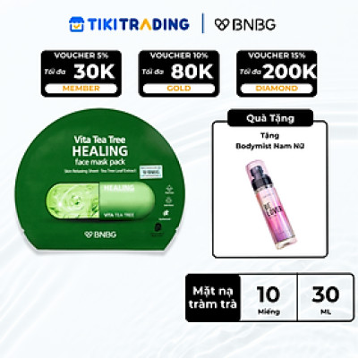 Combo 10 Mặt Nạ BNBG Tràm Trà Thải Độc Da, Giảm Mụn Vita Tea Tree Healing Face Mask Pack 30ml x10