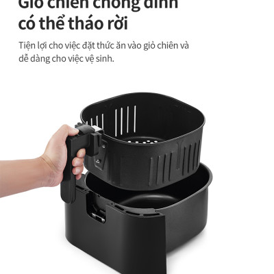 Nồi Chiên Không Dầu Locknlock Visible Air Fryer CUBE EJF996BLK (5.5 Lít) - Hàng Chính Hãng
