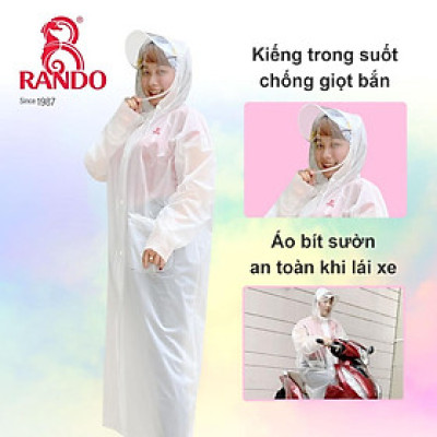 Áo mưa Dây Kéo Kháng Giọt Bắn ROFA, RANDO Chính Hãng, Có Kiếng Che Mặt, Bít Sườn 1 Người Mặc, Nhẹ Nhàng, Thời Trang