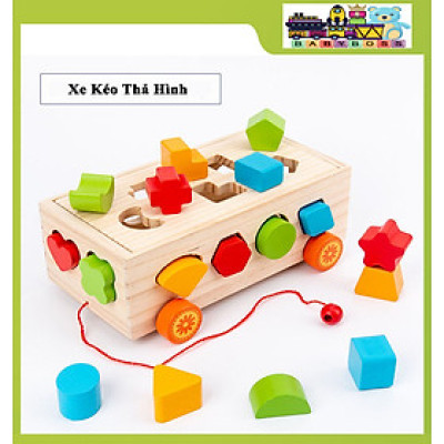 Đồ Chơi Gỗ Xe Kéo Thả Hình Kèm Số, Đồ Chơi Xe Kéo Thả Hình Kèm Đàn Gõ 8 Thanh, Xe Kéo Thả Hình 17 Khối, Đồ Chơi Vận Động Xe Kéo Kèm Hình Phương Tiện Giao Thông - Chính Hãng BABYBOSS + Tặng Kèm 1 Tranh Ghép Gỗ
