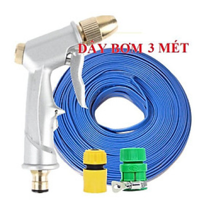 ️ Bộ dây vòi xịt nước rửa xe, tưới cây , tăng áp 3 lần, loại 3m, 5m 206701 đầu đồng,cút,nối nhựa+ đai