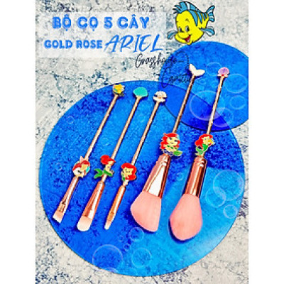 BỘ CỌ TRANG ĐIỂM MAKE UP 5 CÂY NÀNG TIÊN CÁ MERMAID ARIEL GOLD ROSE HÀNG THỦ CÔNG SƠN TỈNH ĐIỆN CAO CẤP