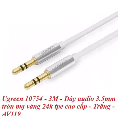 Ugreen UG10754AV119TK 3M màu Trắng Cáp âm thanh 2 đầu 3.5mm dương - HÀNG CHÍNH HÃNG