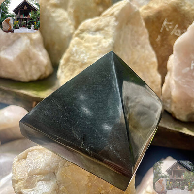 Kim tự tháp đá bồ kết đen NHA SAN T640 Món quà phong thủy tuyệt vời - 1.02kg (7 x 10 (cm)