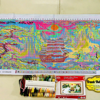 Tranh thêu kín Thuận buồm xuôi gió vs8255, kt 120x 60 cm