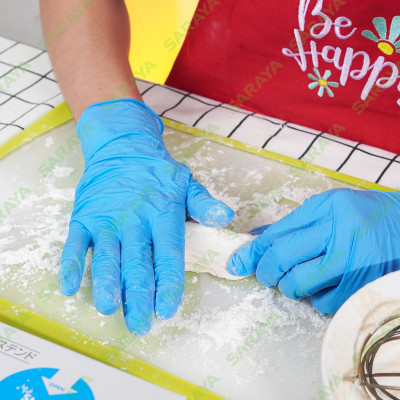 Găng tay cao su Saraya Nitrile Glove Extend (Màu Xanh), dùng trong thực phẩm, làm đẹp, y tế, công nghiệp - 200 cái/hộp