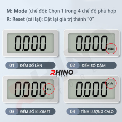 Dây nhảy thể thao lõi thép cao cấp Rhino J501 tự động đếm số, tích hợp đo calo, quãng đường, độ dài dây tùy chỉnh - Dùng cho Muay | Boxing | Kickboxing - Hàng chính hãng