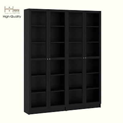 HAPPY FURNITURE , COMBO 2 kệ sách 6 tầng cửa kính - CATY , KSA_087 , 160cm x 30cm x 202cm DxRxC
