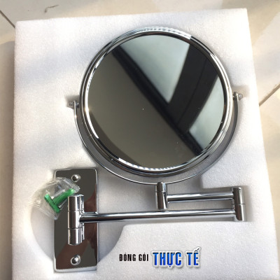 Gương trang điểm phóng đại 3 lần, xoay 360 độ, 2 mặt siêu nét, treo tường phòng tắm, phòng ngủ, Khách sạn, resort, Inox SUS 304, Size 15cm, 18cm, 20cm, Minh House