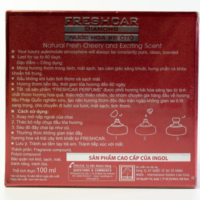 Nước hoa xe hơi Freshcar Diamond - chai 100ml hương thơm thảo mộc thiên nhiên
