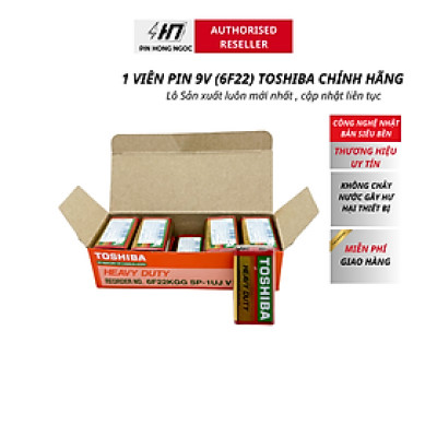 Hộp 10 Viên Pin 9V , Pin Vuông Toshiba 6F22 - Hàng chính hãng