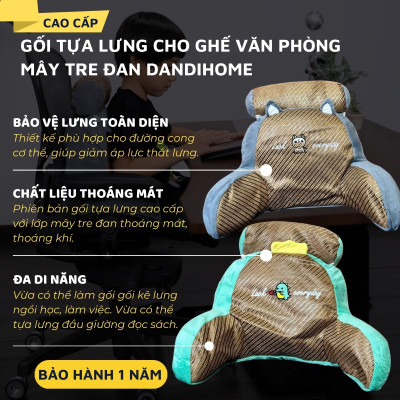 Gối tựa lưng đầu giường mây tre đan DandiHome mềm mại, tiện dụng cho mùa hè