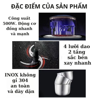 Máy xay thịt đa năng 2IN1 SOKANY SK-7030 cối INOX304, công suất 500W xay thịt, bóc tỏi tiện lợi - HÀNG CHÍNH HÃNG