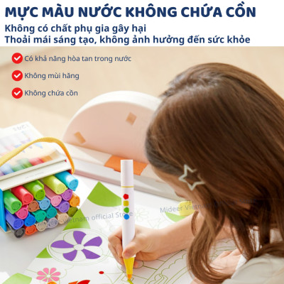 Bút màu nước cho bé Mideer, bút lông xóa được an toàn cho bé Washable Marker