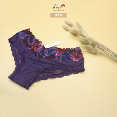 Quần Lót Nữ Lụa Phối Ren Cạp Vừa LUPERI LU3QL738 Dáng Hipster Nâng Mông Chất Liệu Mát Thoáng Khí Khử Mùi Tốt