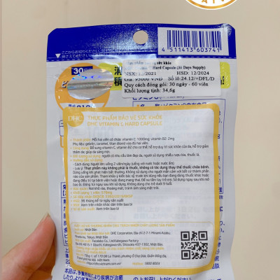 Thực phẩm bảo vệ sức khoẻ DHC Vitamin C Hard Capsule 30 ngày ( hàng chính hãng, có tem phụ )