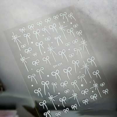 Miếng Dán Móng Tay Hình Nơ Trắng Đen Làm Nail Siêu Xinh, Sticker Nơ Trang Trí Móng Tay Chân 3D Dễ Thương, Nghệ Thuật Nữ Women