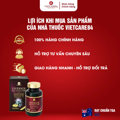 Viên uống bổ gan nhập khẩu chính hãng Úc LIVERSOL MILK THISTLE (60 viên) giúp bổ gan, hỗ trợ tăng cường chức năng gan, thải độc gan, bảo vệ tế bào gan khỏi các thương tổn do rượu, bia và các thuốc có hại cho gan