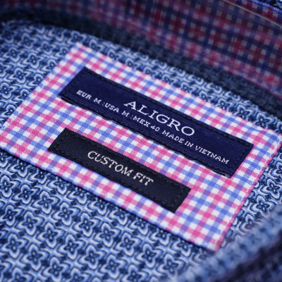 Áo sơ mi cộc tay nam Aligro form customfit màu xanh hoa  ALGS-C88