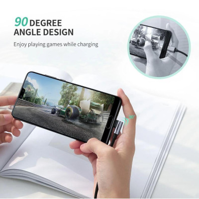 Ugreen 70255 3M màu đen cáp USB đầu Type-C bẻ góc 90 độ 3A Ugreen US284 - Hàng Chính Hãng