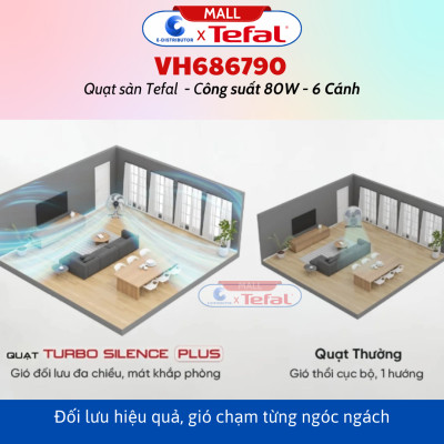 Quạt sàn Tefal 6 cánh VH686790 công suất 80W - Hàng Chính Hãng - Bảo Hành 12 Tháng
