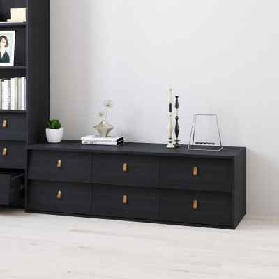 HAPPY FURNITURE , Tủ lưu trữ 6 ngăn kéo - CALYN , THK_315 , 150cm x 45cm x 47cm DxRxC