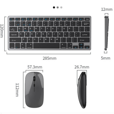 Bộ Bàn phím chuột không dây mini W616 - pin sạc - đa kết nối bluetooth 5.0 + 3.0 + Usb wireless 2.4G hàng nhập khẩu